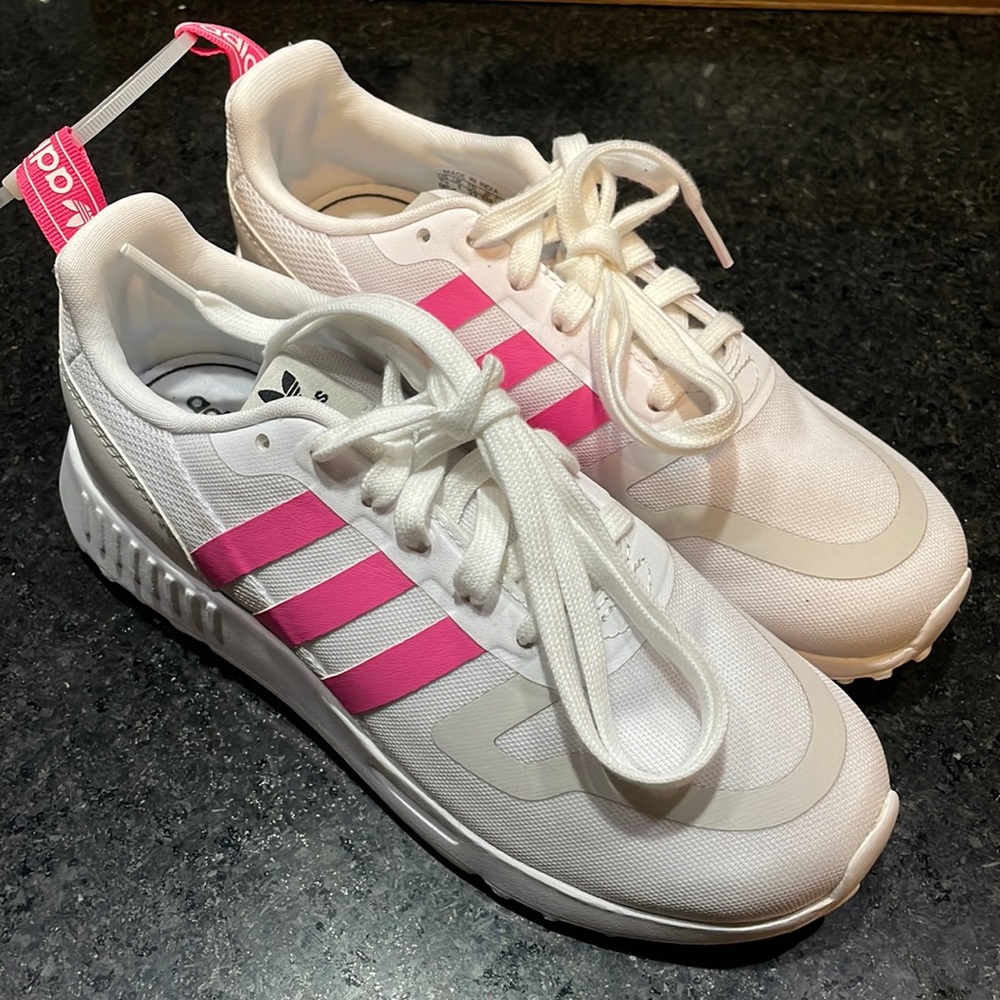 Adidas white and pink sneakers